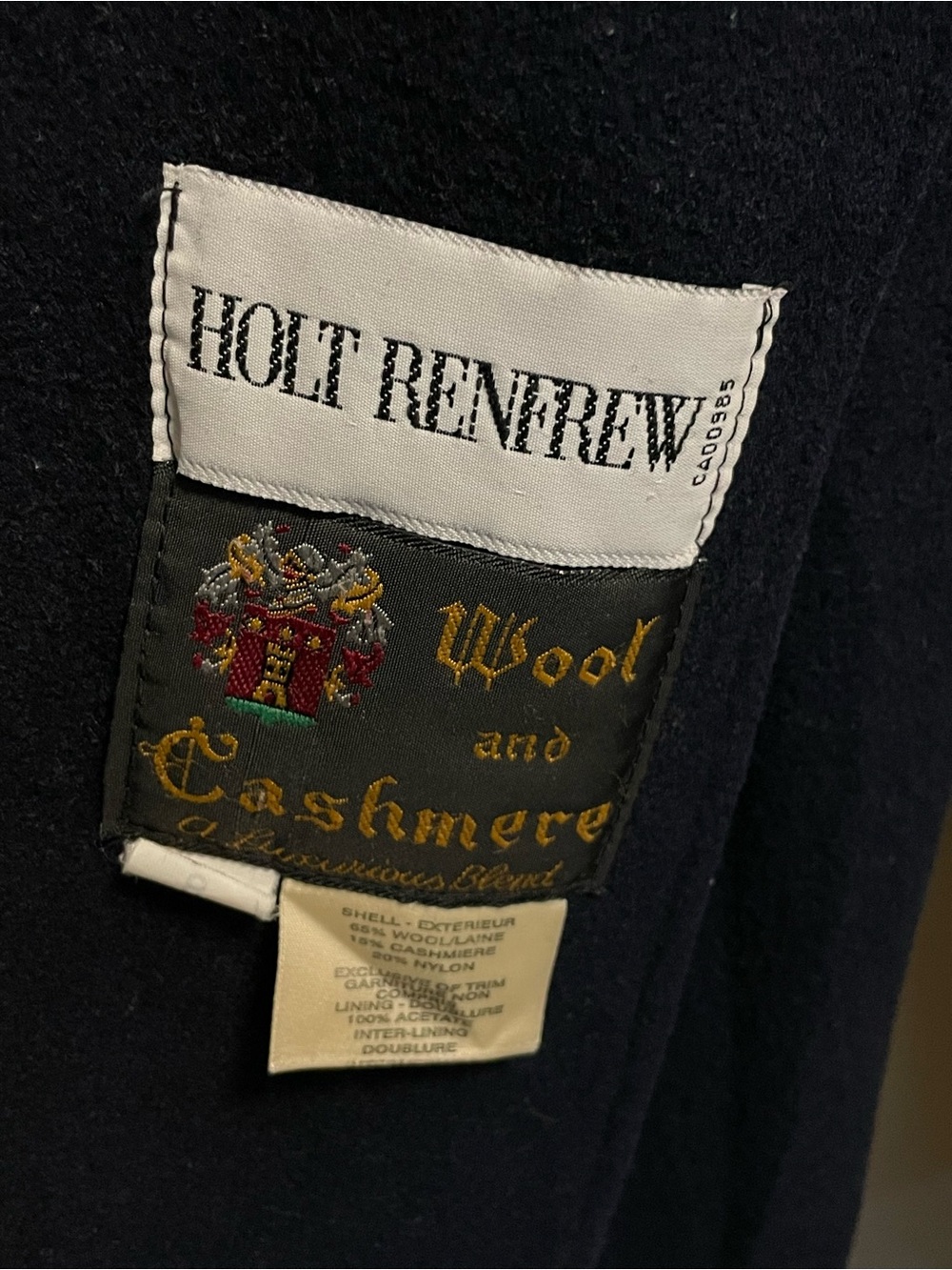 Holt Renfrew Double-Breasted Navy Wool Cashmere Peacoat Women’s Size 8 - Picture 4 of 12